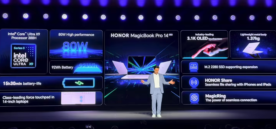 英特尔Panther Lake+OLED触控屏 荣耀MagicBook Pro 14 2026发布